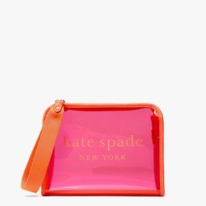 Pink Kate Spade Market See-Through Medium Wristlet